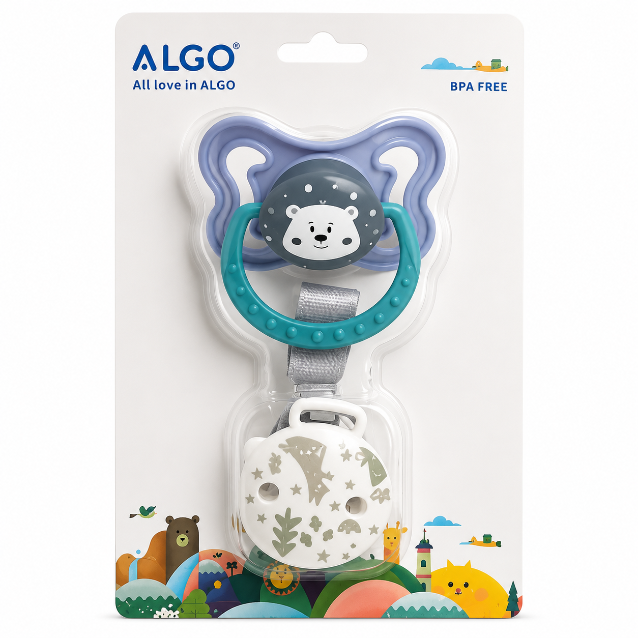 ALGO Baby Pacifier & Clip Set – BPA Free