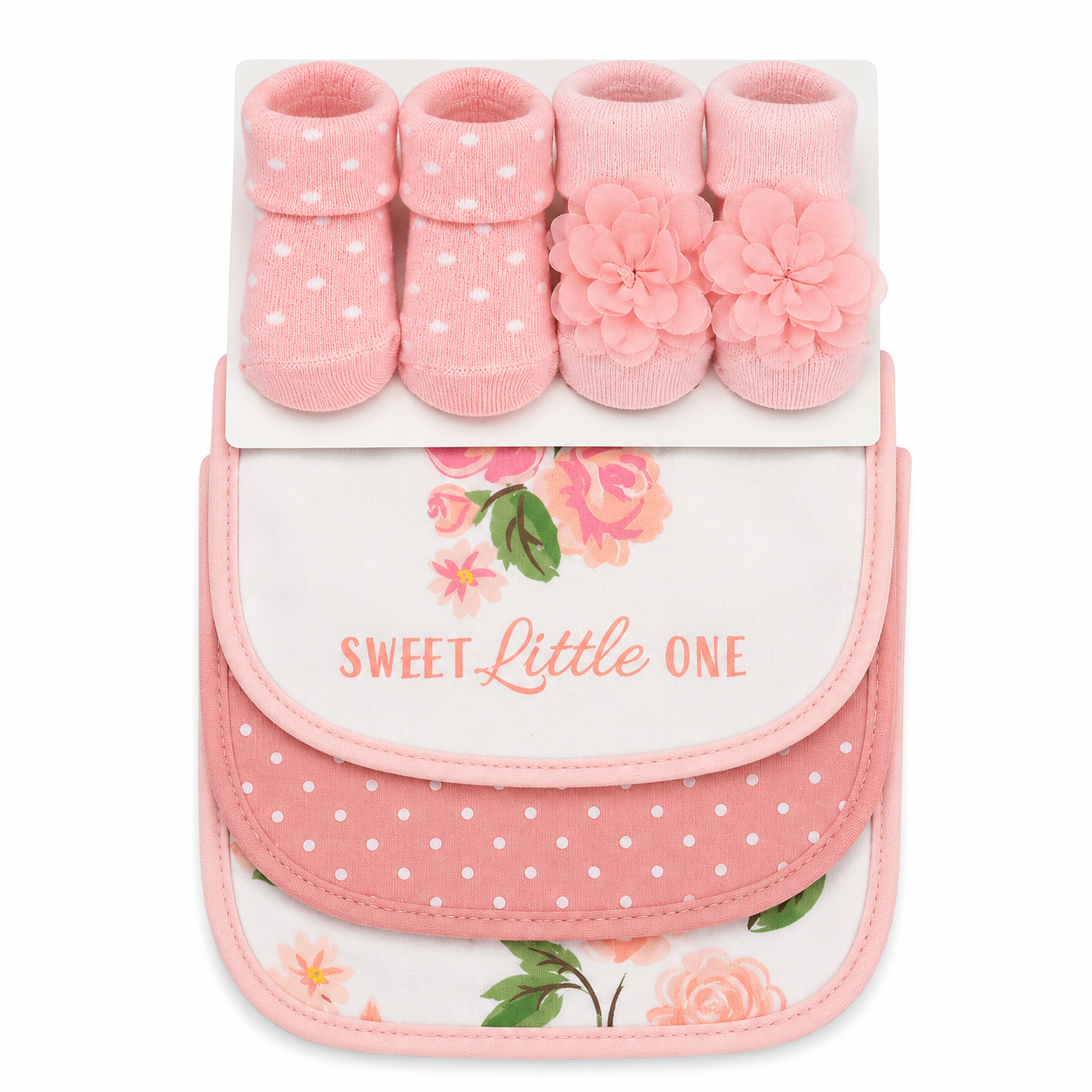 Sweet Little One Floral Baby Bib & Socks Set