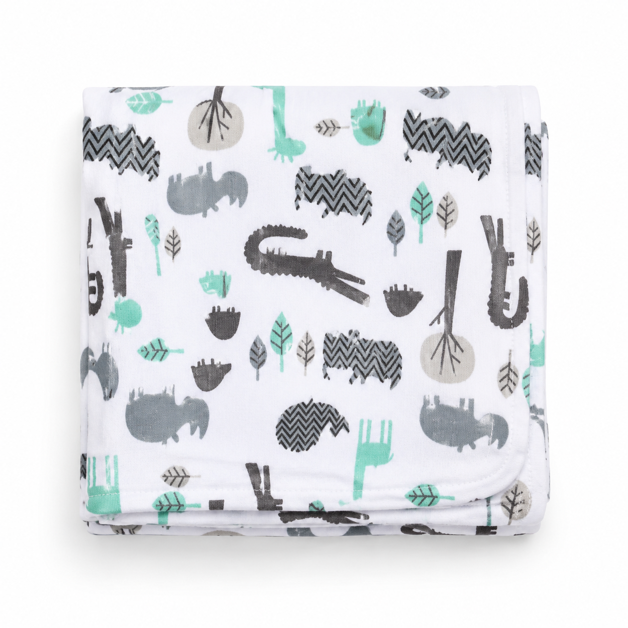 Baby blanket with animal pattern on a white background