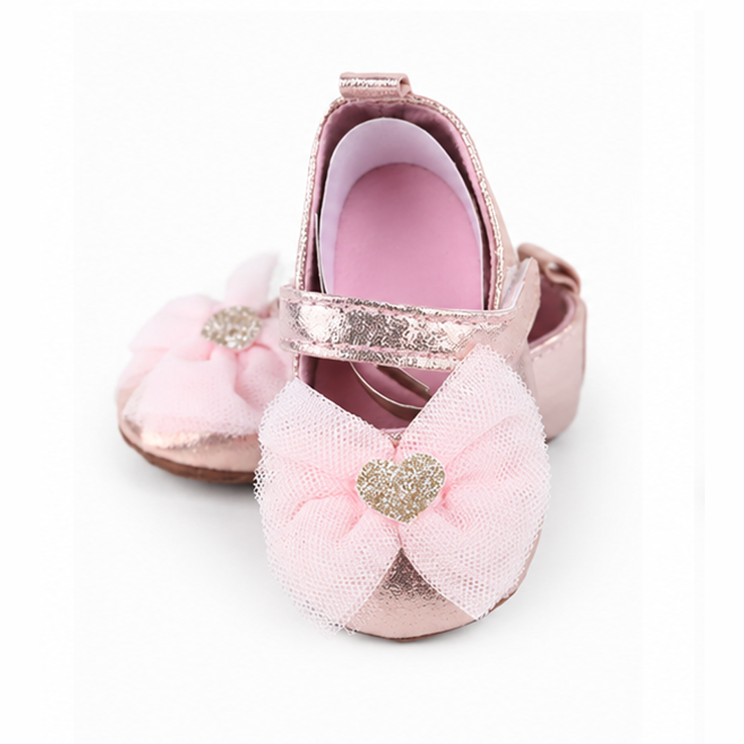 Pink Shinny Heart Baby Sandals