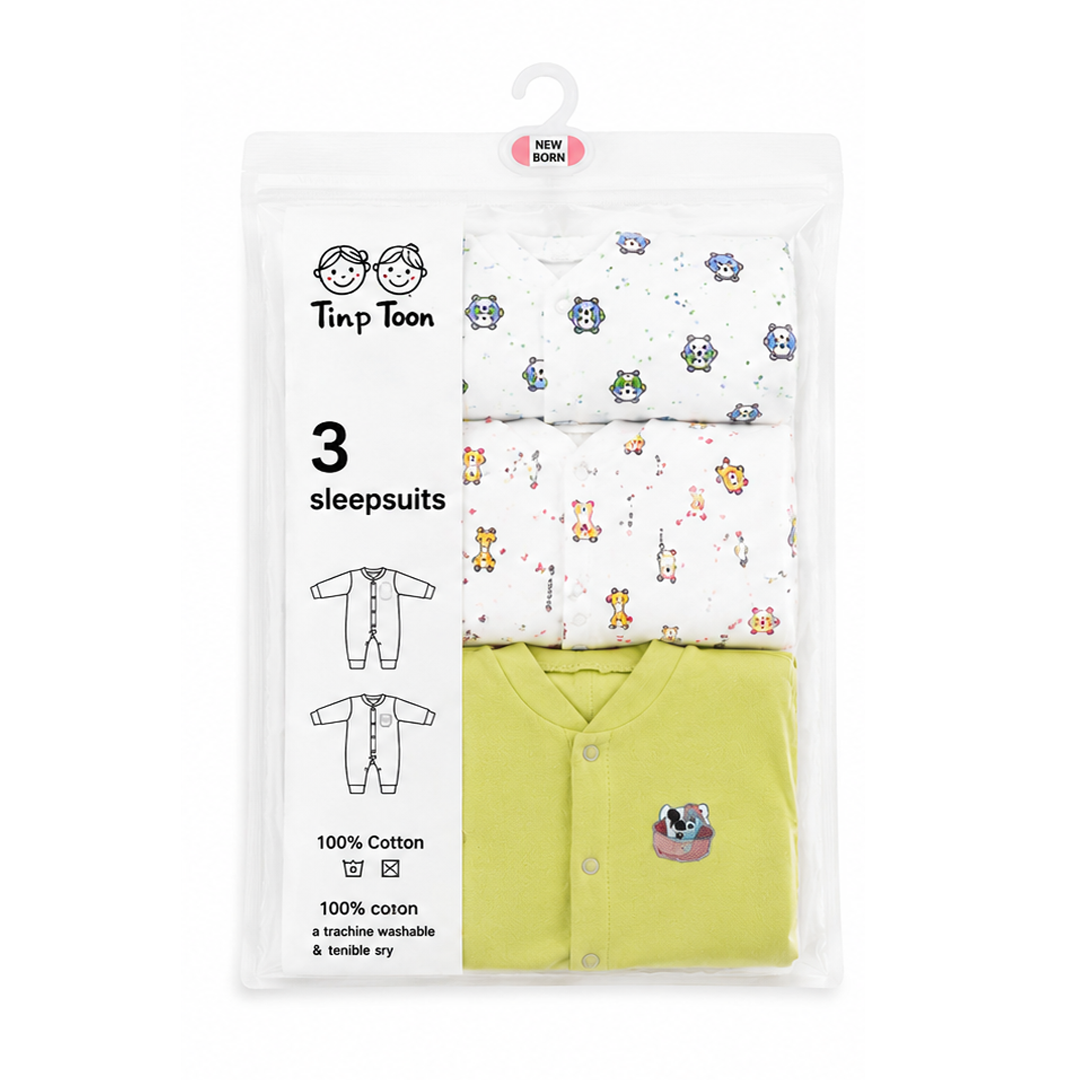 Tiny Cars Full Sleeve Rompers – Pack of 3