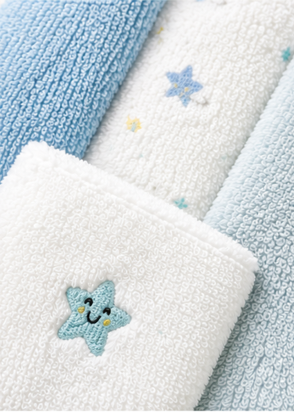 Blue Stars 4 Piece Face Towel Gift Set