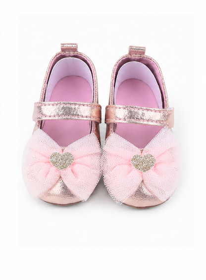 Pink Shinny Heart Baby Sandals