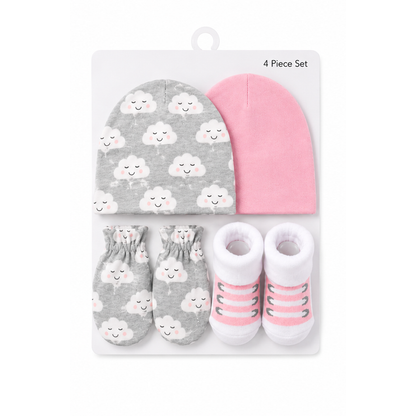 Premium 4 Piece Cap Socks & Mittens Gift Set