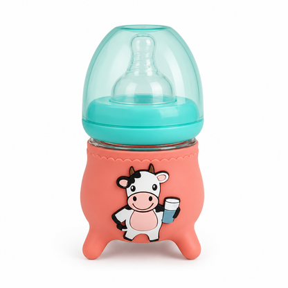 Tiny Cow 120ml Glass Baby Feeder with Silicone Cover