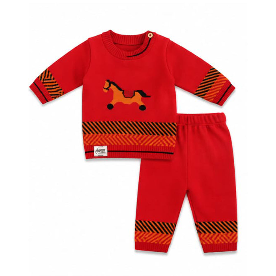 Rocking Horse premium wool baby shirt and pajama set