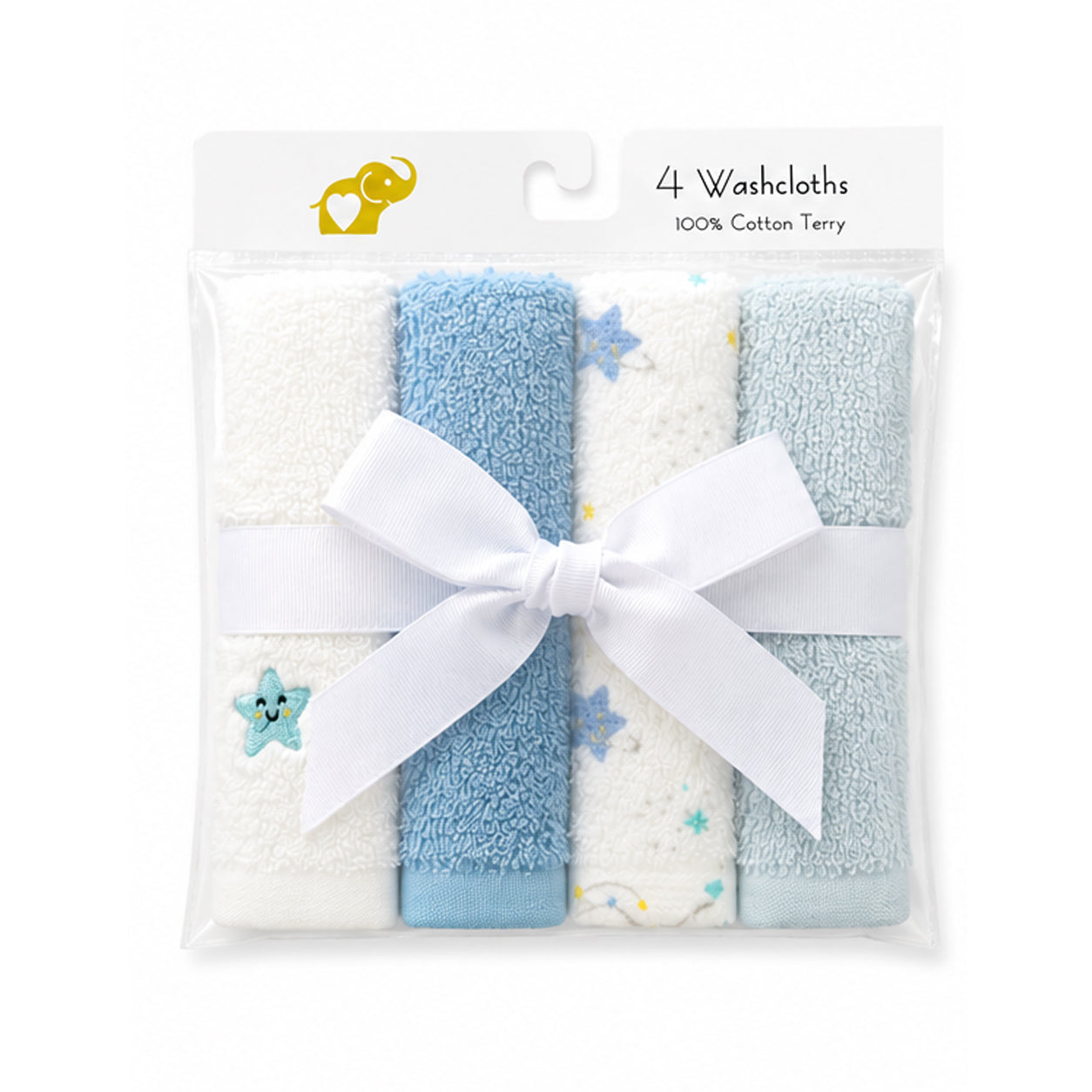Blue Stars 4 Piece Face Towel Gift Set