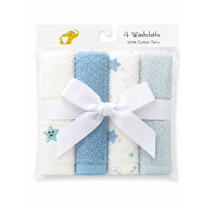 Blue Stars 4 Piece Face Towel Gift Set