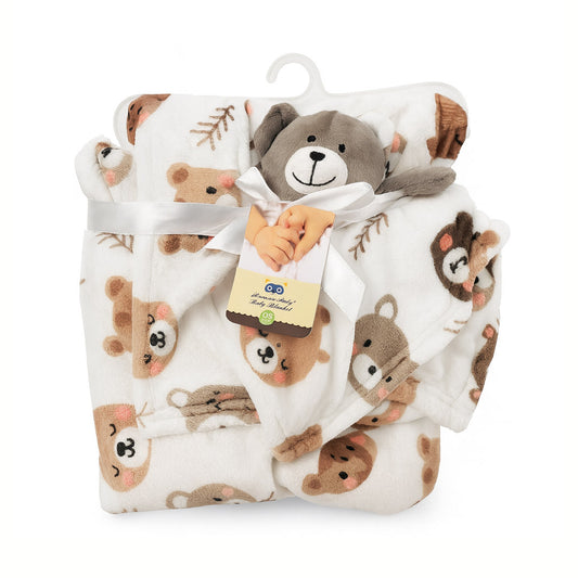 Bear Print Security Blanket Set