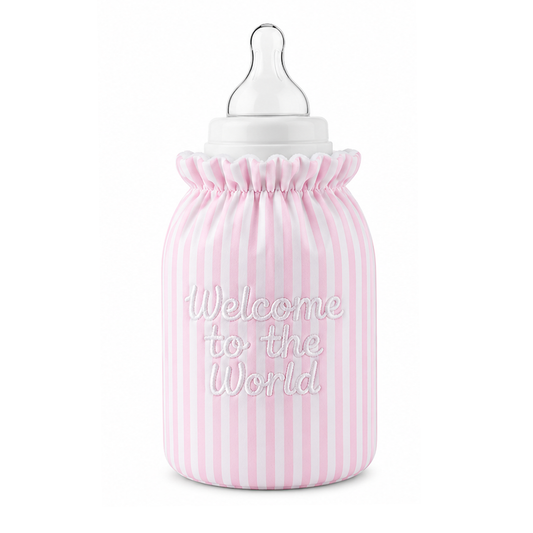 Stripes Welcome to the World Warm Feeder Cover