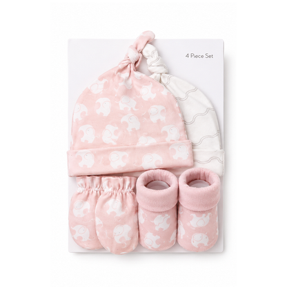 Elephant 4 Piece Cap Set With Booties