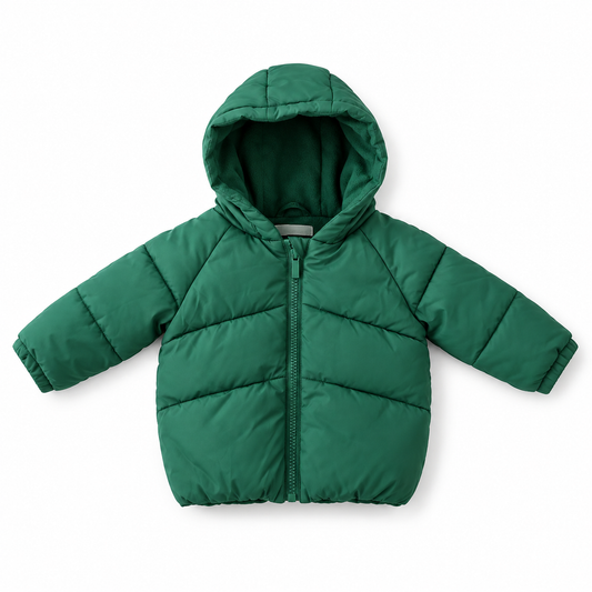 Cozy Forest Green Hooded Puffer Jacket