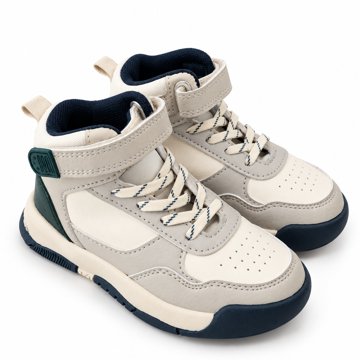 Classic Cream & Navy High-Top Sneakers
