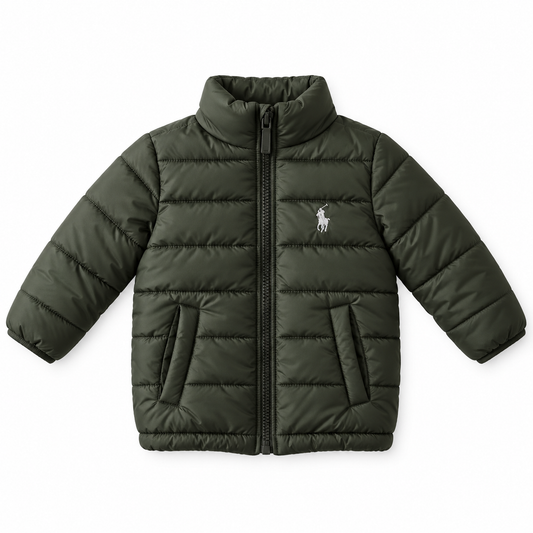 Olive Quilted Puffer Jacket for Kids