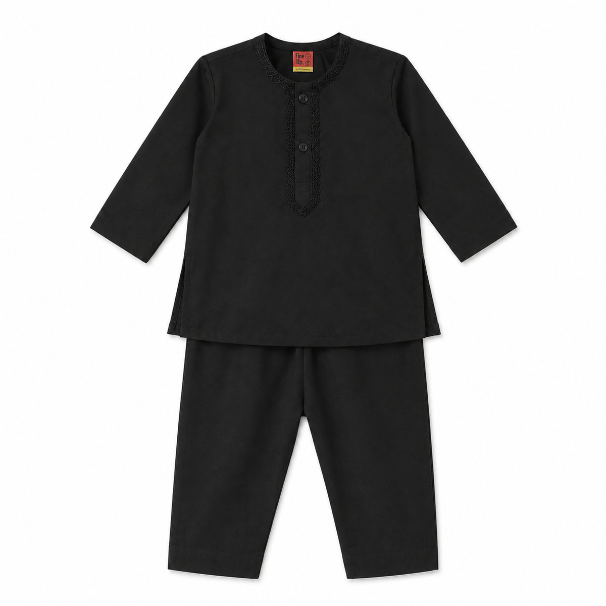 Basic black and white baby kurta pajama alternate view