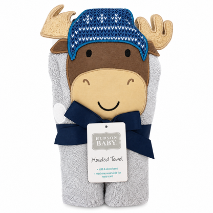 Hudson Baby Moose Hooded Bath Towel