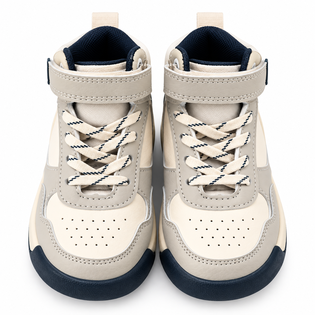 Classic Cream & Navy High-Top Sneakers