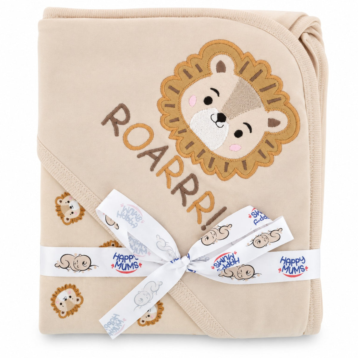 Little Lion Cub cotton baby wrapping sheet with embroidered lion design