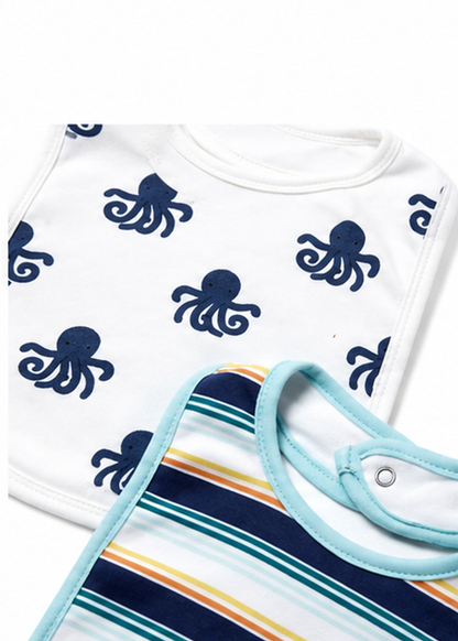 Hudson Octopus 5 Piece Bib Set