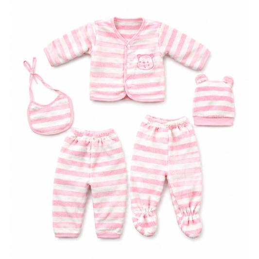 Stripes Pink 5 Piece Fleece Starter Set