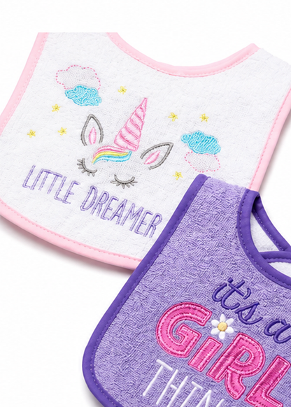 Little Dreamer Bebe Favour 3 Piece Cotton Terry Bib Set