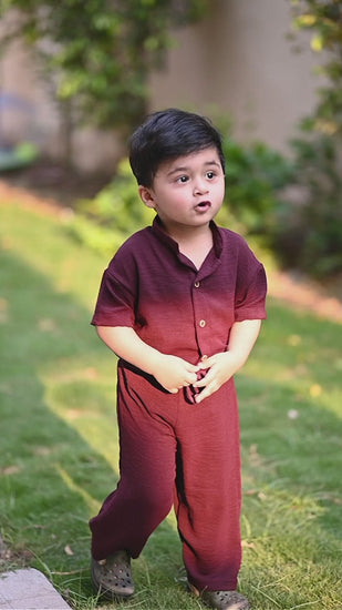 360° view of Crimson Calm cotton co-ord set by BabyCo