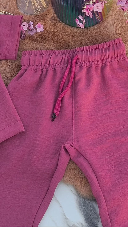 360° view of Amora Lounge Berry Rose girls co-ord set by BabyCo