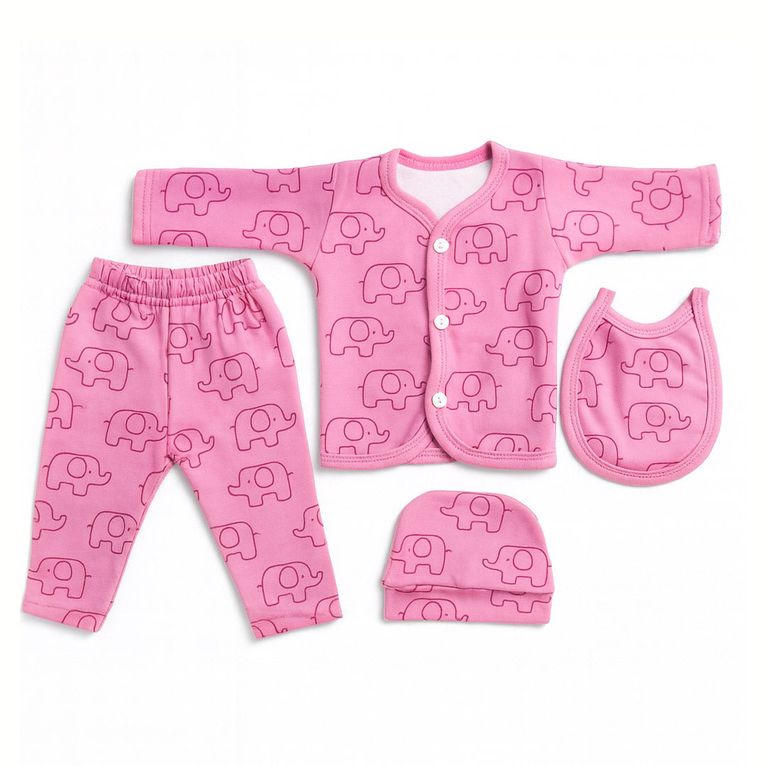 Elephant 4 Piece Fleece Starter Set Pink