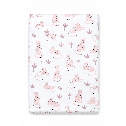 quilt with pink panther pattern on a white background