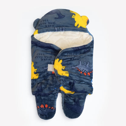 Dino Quilted Furry Swaddle And Sleep Bag