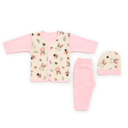 Bunny 3 Piece Fleece Winter Sleep Suit Starter Set