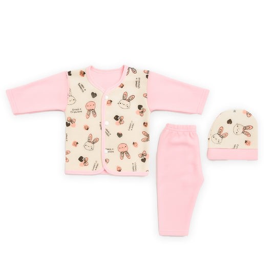 Bunny 3 Piece Fleece Winter Sleep Suit Starter Set