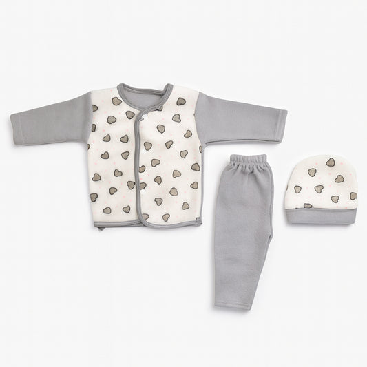 Hearts 3 Piece Fleece Winter Sleep Suit Starter Set