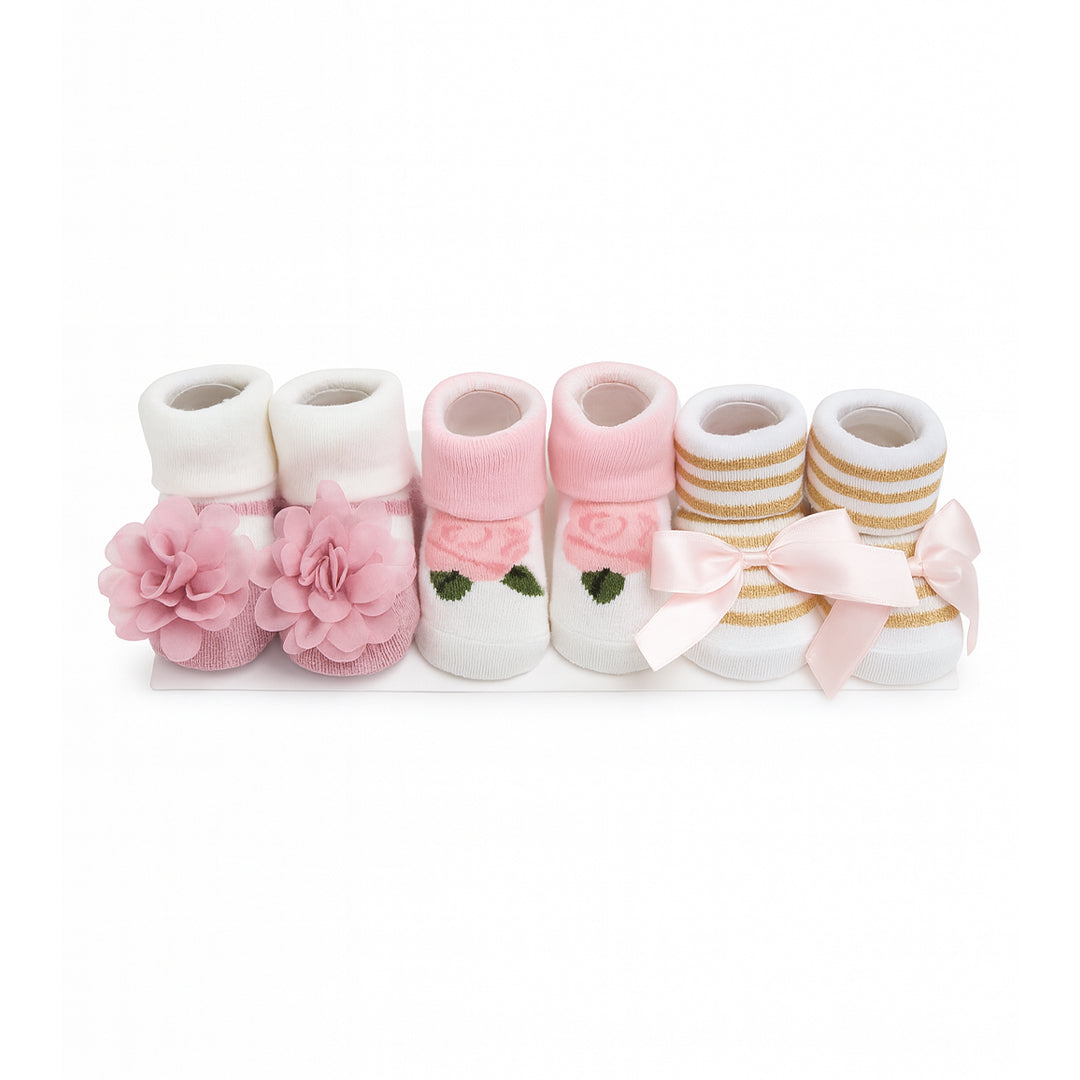 Rose Flower 3 Pcs Socks Gift Set