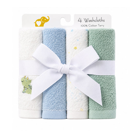 Dinosaur Land 4 Piece Face Towel Gift Set