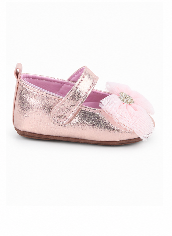 Pink Shinny Heart Baby Sandals