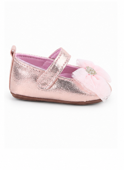Pink Shinny Heart Baby Sandals