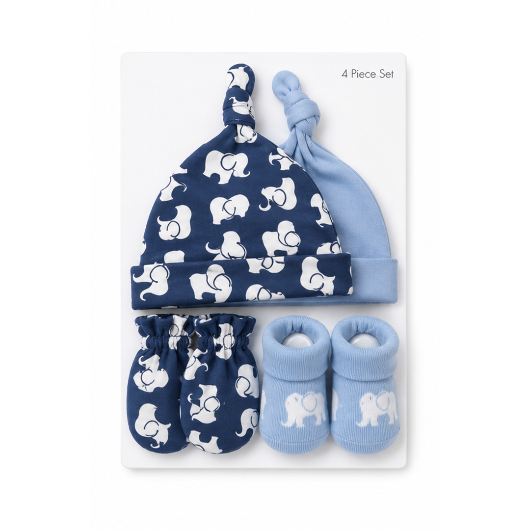 Elephant 4 Piece Cap Set With Booties