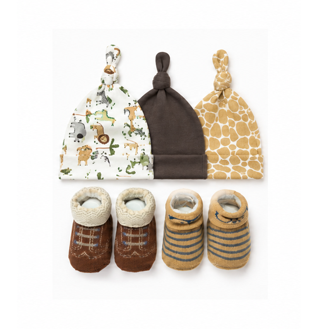 Safari 5 Piece Cap And Socks Set