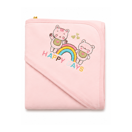 Happy Days Hooded Soft Cotton Baby Wrapping & Receiving Sheet