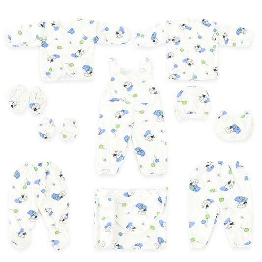 Chubby Blue Cow 11 Piece New Born Suit Set With Fleece