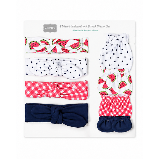 Melon 8 Piece Headband & Mitten Set