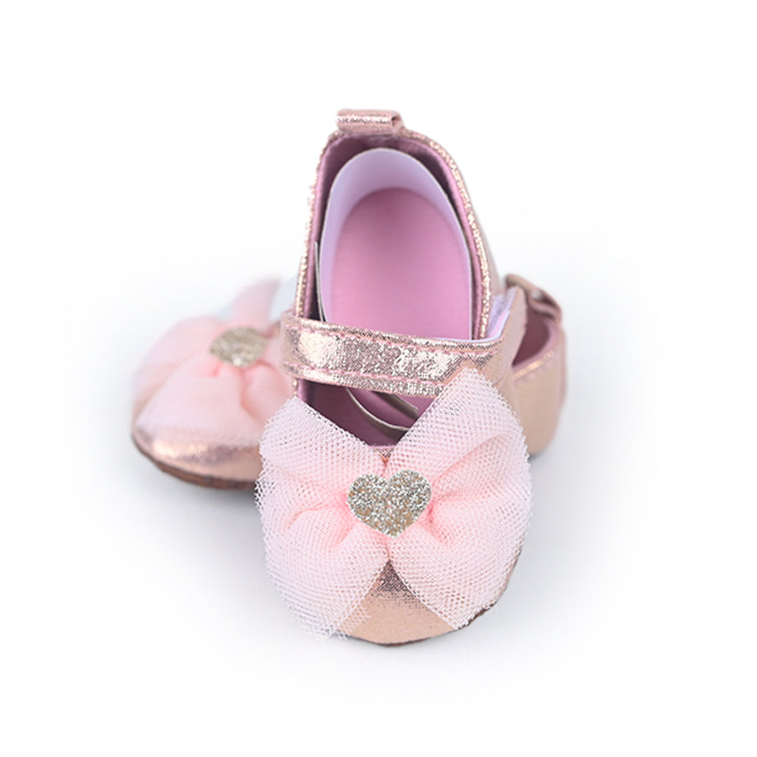 Pink Shinny Heart Baby Sandals