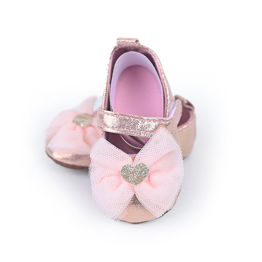 Pink Shinny Heart Baby Sandals