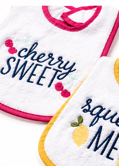 Cherry Sweet Hudson Baby 3 Piece Cotton Terry Bib Set