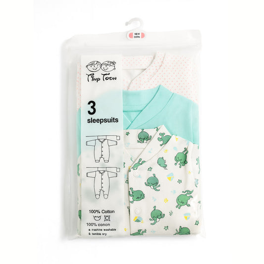 Dolphin Full sleeves Sleep Suit Pack Of 3