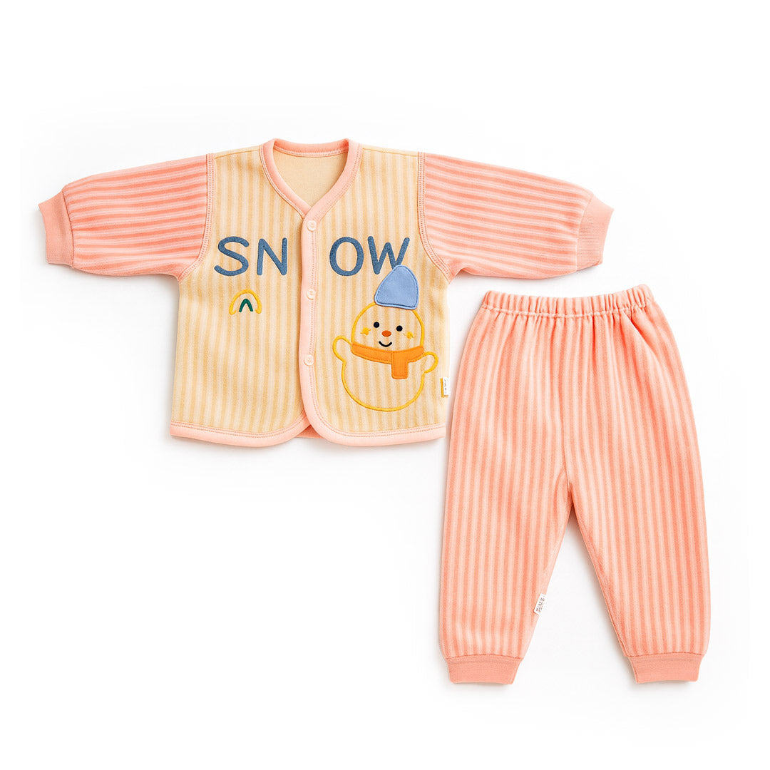 Snow Winter Soft Fleece Shirt And Pajama 0-3 months Baby Pink