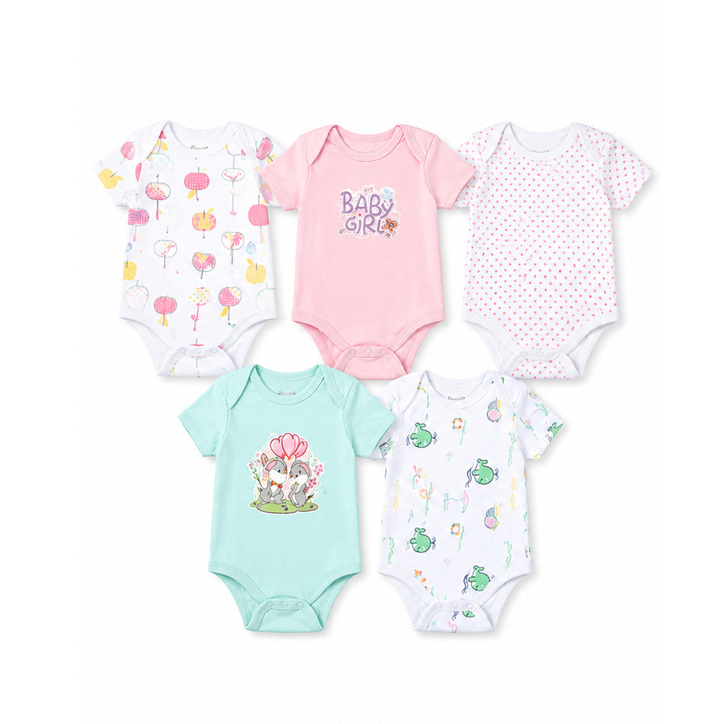 Five-piece half sleeve baby bodysuit set additional view