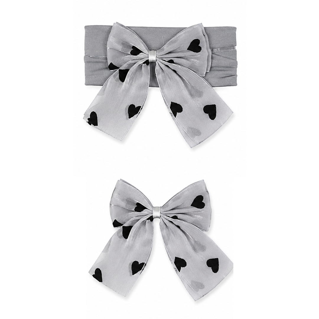 Sun Shine Hearts Girl Premium 2 Piece Headband & Clip Set