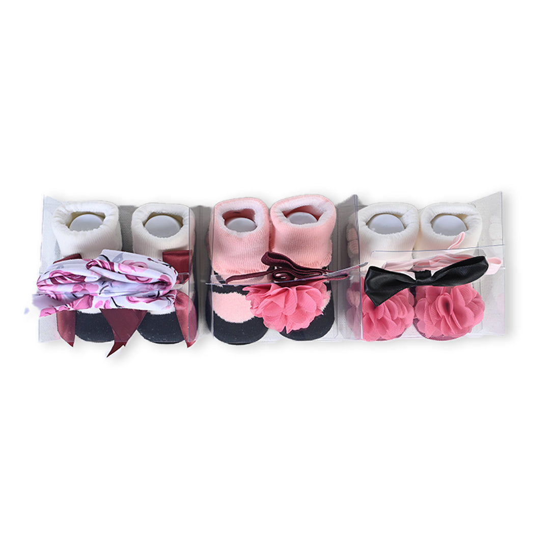 Floral 6 piece headband socks gift set